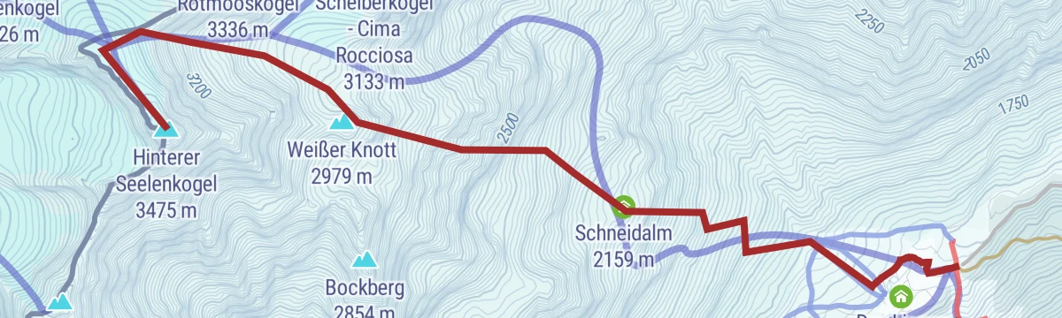 Route map: Escursione sci-alpinistica Cima delle Anime (3.475 m)